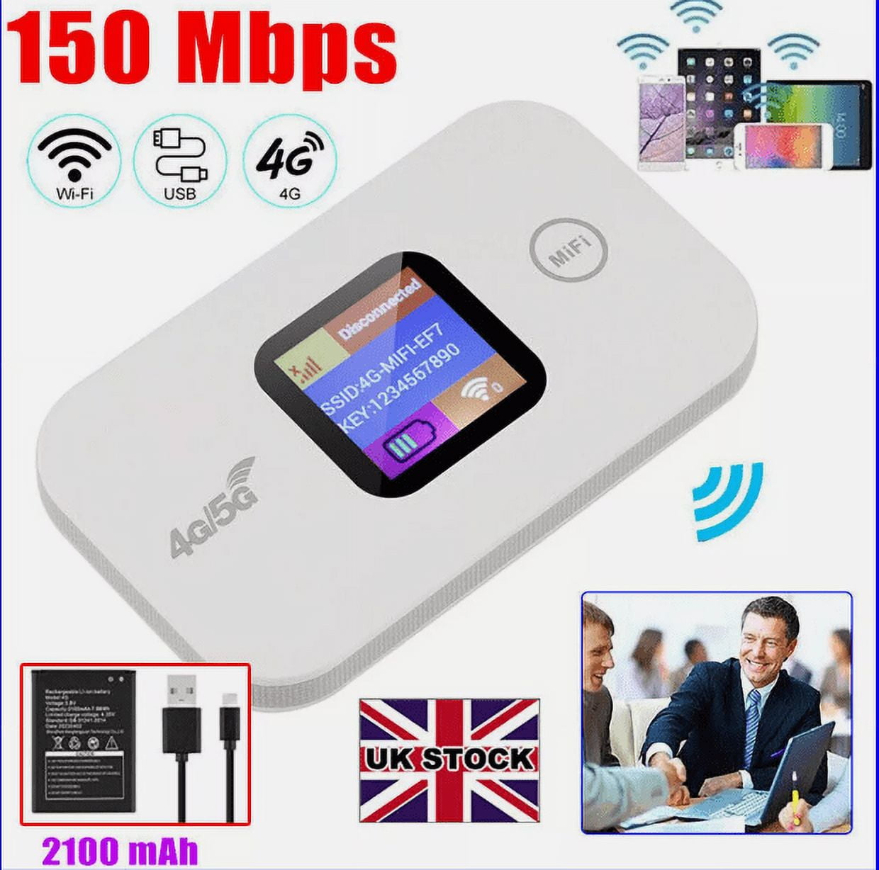 Portable 4G/5G Lte Wireless Wifi Router Mobile Broadband Mifi Lcd Hotspot~ Uk