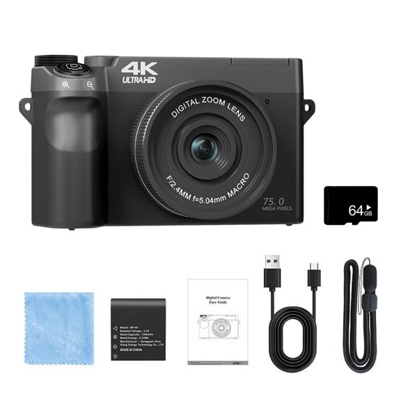 Portable 4K Camera 75MP Double Lens 18X 9 Mode Selection Detachable Smartphone Compatibility