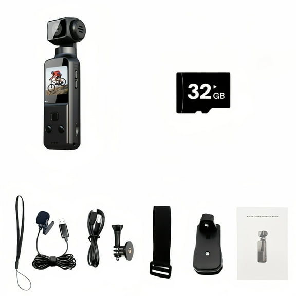 Portable 4K HD Vlogging Camera with Handheld Stabilizer, Rechargeable Pocket Action Cam, 270 Wide Angle & Body Camera Effect, USB Charging
