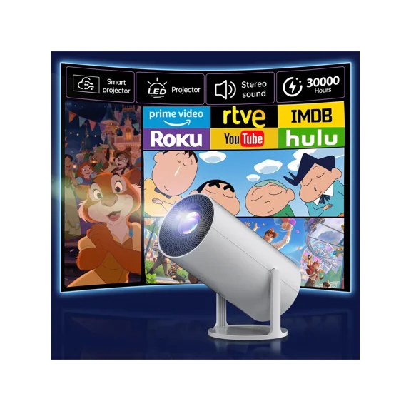 Portable 4K Movie Projector, Professional Multi-Scene Projector with Manual Keystone, Quick Focus, Remote Control, for Home Theater and Meetings