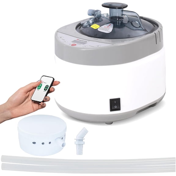 Portable 4L Upgraded 1500W Steam Pot Generator with Remote Control, Spa Machine with 99 Minutes Timer Display, Herbal Box for Body Detox, 110V US Plug