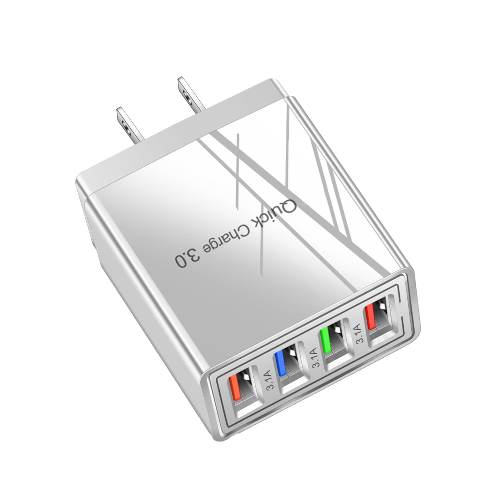 Portable 4USB Mobile Phone Charger 5V3A Flat Travel Charger Plug Wall