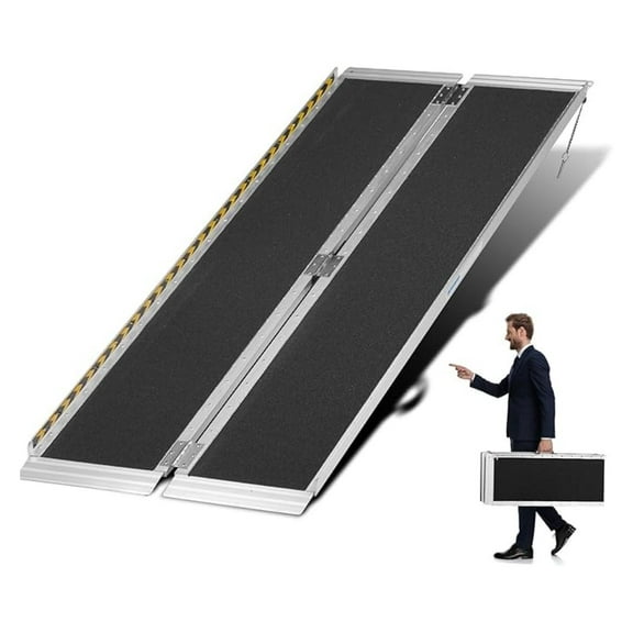 Portable 4ft Wheelchair Ramp for Home & Vehicles, Aluminum with Anti-Slip Surface, Length 4ft,Width 28.3, Supports 600 lbs, Indoor/Outdoor Use, Foldable