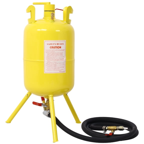 Portable 5-Gallon Air Sand Blaster Tank Yellow Steel Handle Sandblasting for Garage DIY Surface Rust Paint Removal