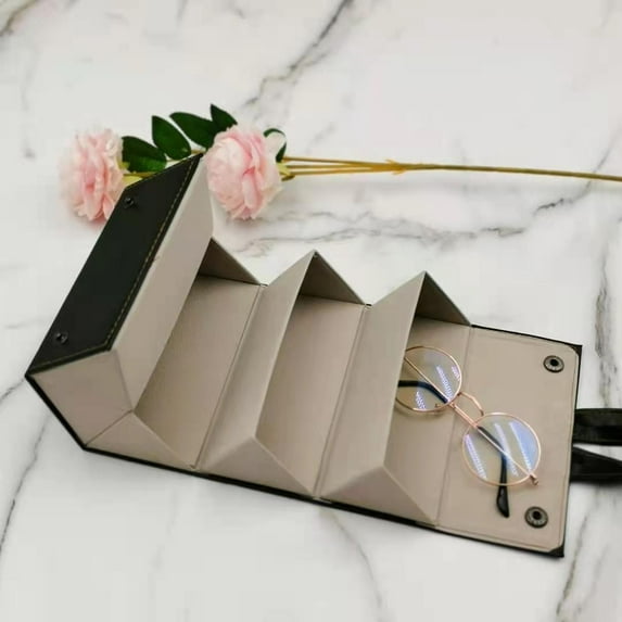 Portable 5-Slot Sunglasses Organizer Case | Travel Eyeglasses Storage Holder | Roll-Up Folding Design with Hand Strap | Multi-Functional for Glasses & Small Items