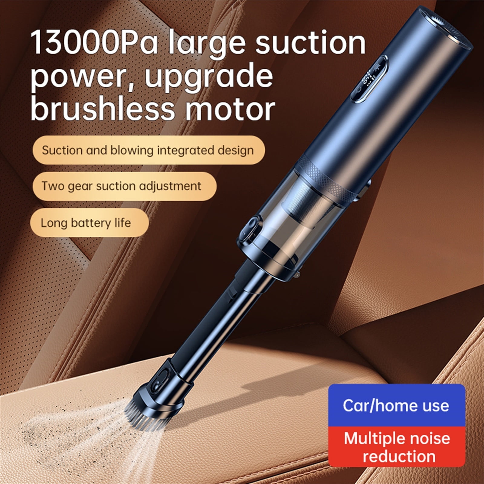 Portable 5-in-1 Car Vacuum Cleaner, 13000PA Handheld Suction Blower Inflatable Multifunctional Vacuum for Car Home Office Cleaning and Detailing Use