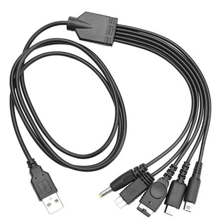 Portable 5 in 1 For Wii/GBA/PSP/NDS Gamepad Power Supply Charging Cable Game Console Charging USB Charger