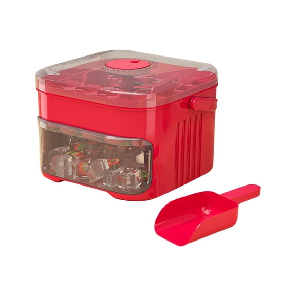 Portable 50-Cube Ice Maker with Easy Press Cap Large Capacity Double-layer Ice Cube Machine Household Ice Storage Ice Box