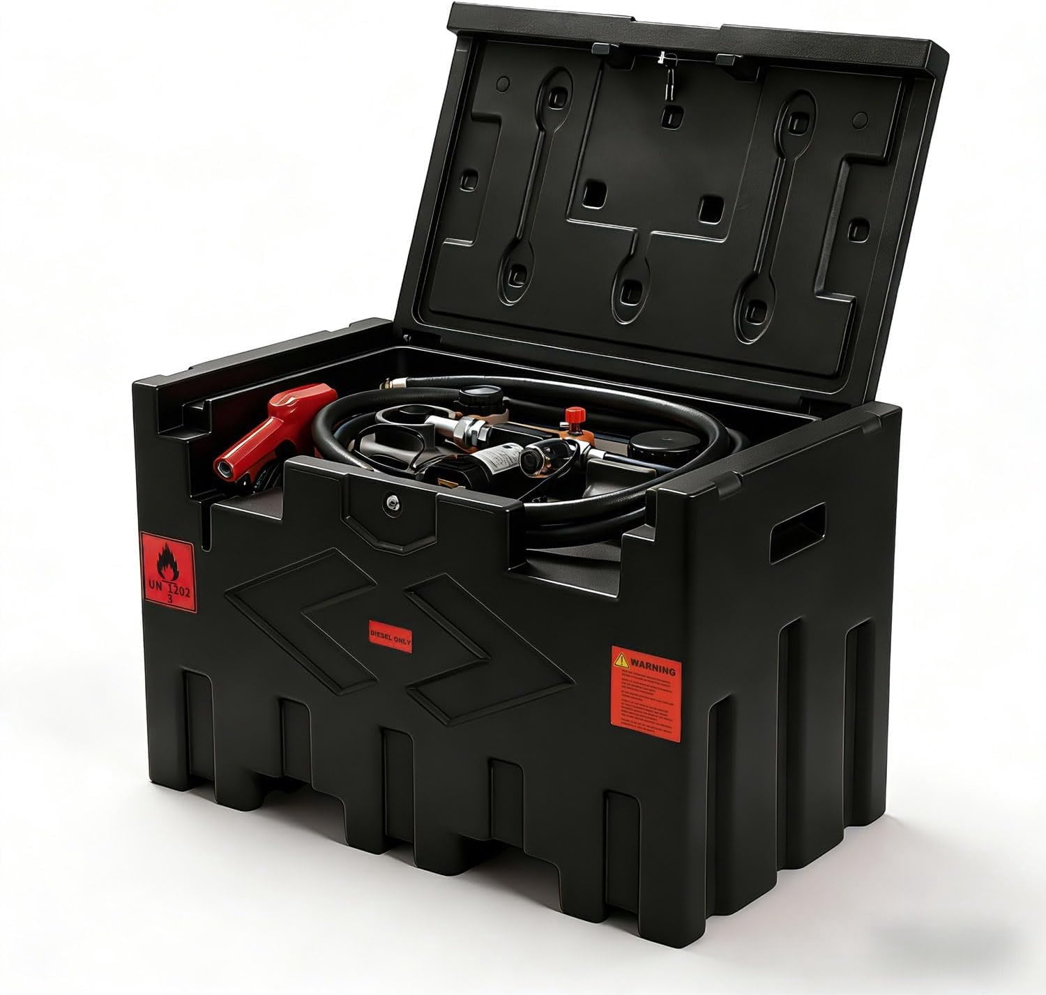 Portable 50 Gallon Diesel Fuel Transfer Tank with 12V Electric Pump, 11.9 GPM Flow Rate, 15ft Hose, Automatic Nozzle, GRAY