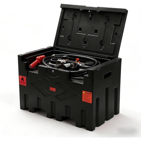 Portable 50 Gallon Diesel Fuel Transfer Tank with 12V Electric Pump, 11.9 GPM Flow Rate, 15ft Hose, Automatic Nozzle, GRAY