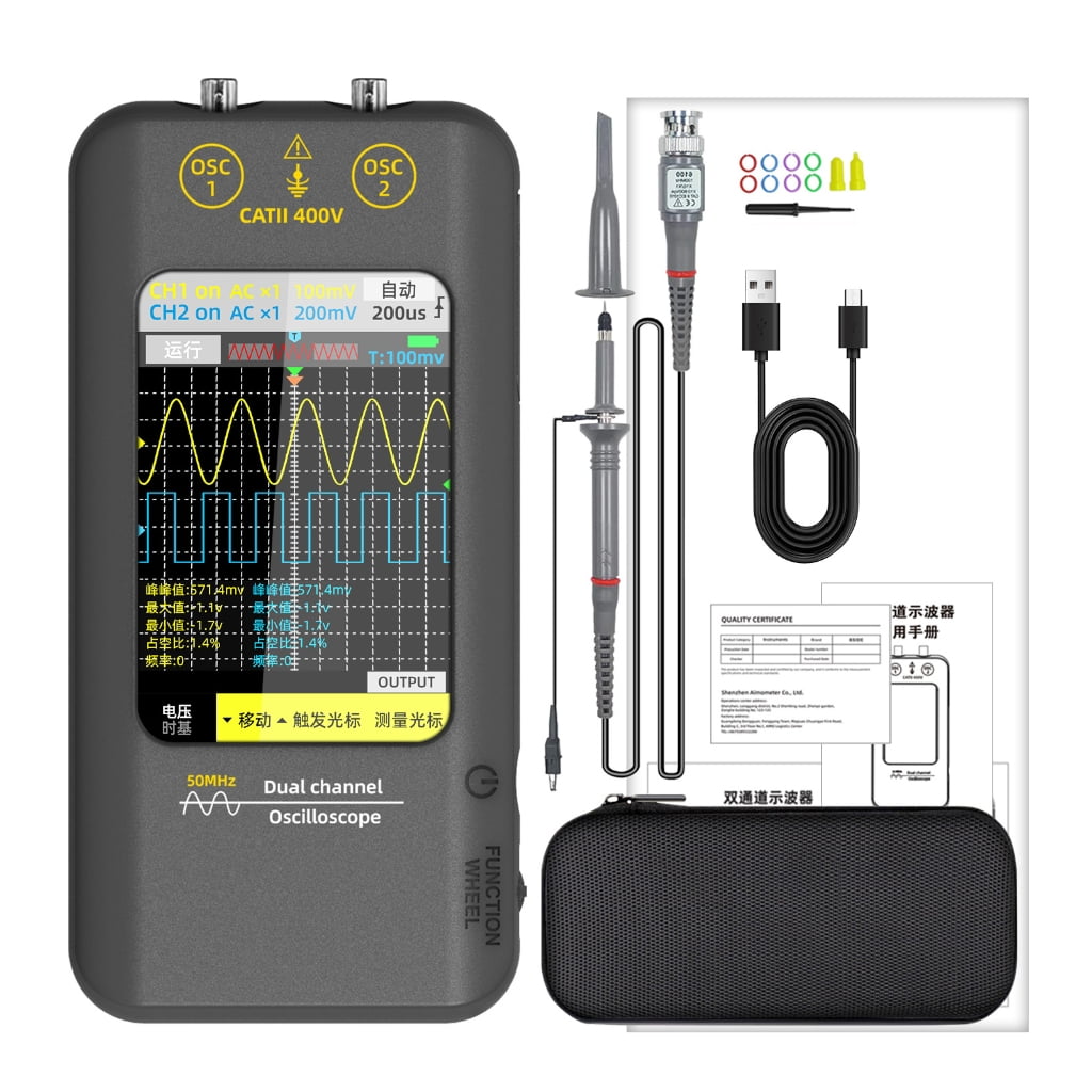 Portable 50MHz Bandwidth 2 Channel Digital Oscilloscope With Signals Generator And Rechargeable Battery For Engineers