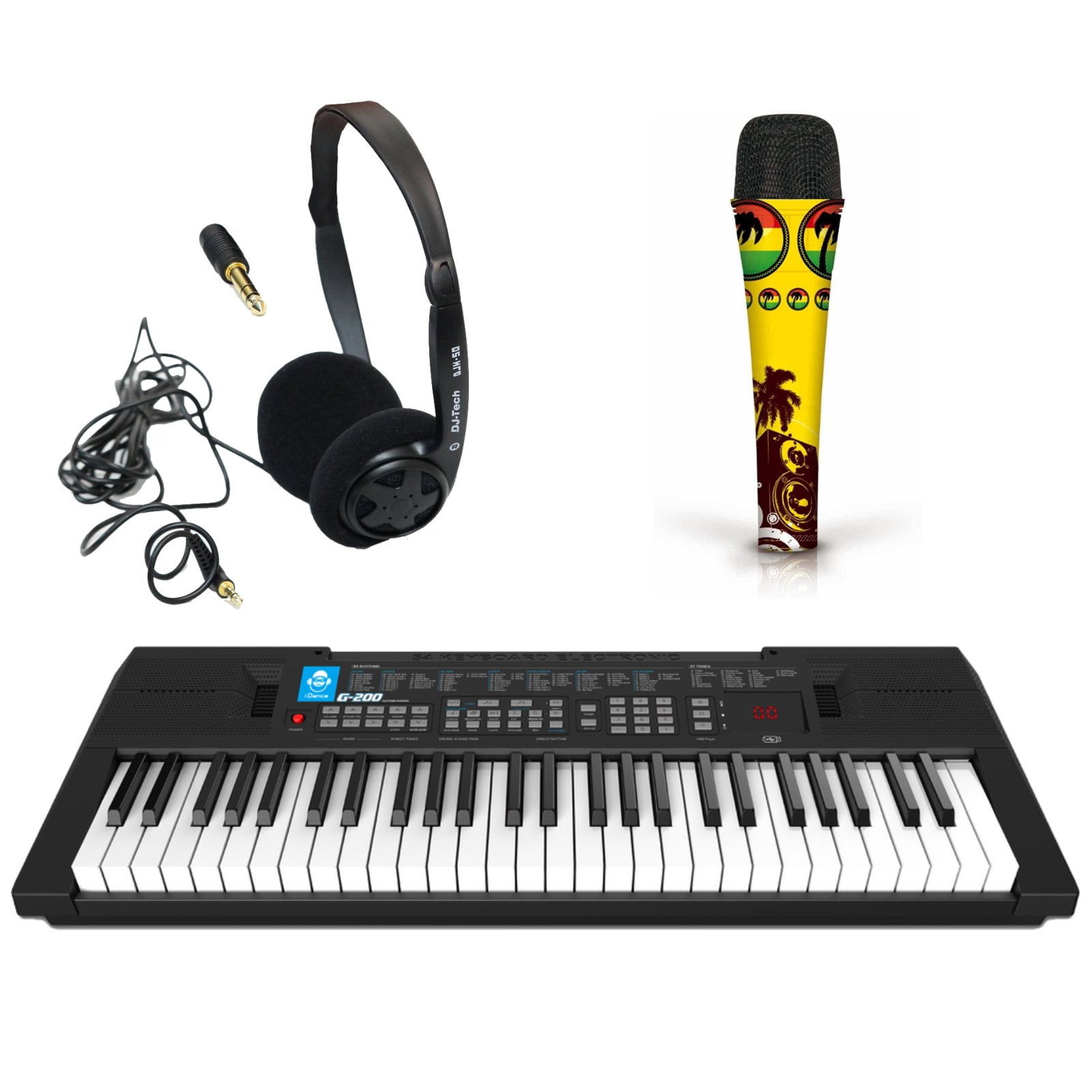 Microphone Keyboard Portable 54 Full Size Key Electronic Keyboard Free Mic and Headphones ...
