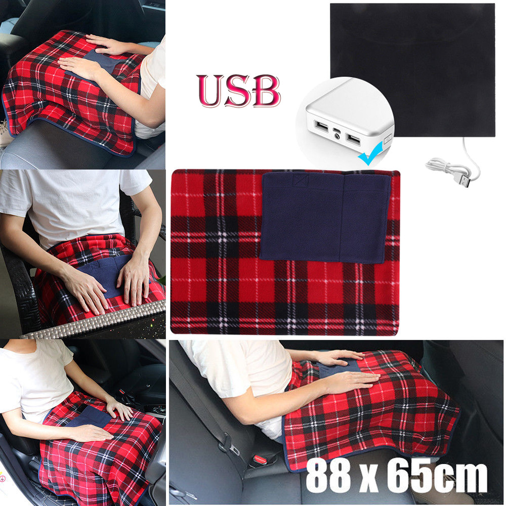 Portable 5V USB Electric Heated Car Office Use Winter Warm Blanket Cover Heater - image 1 of 6