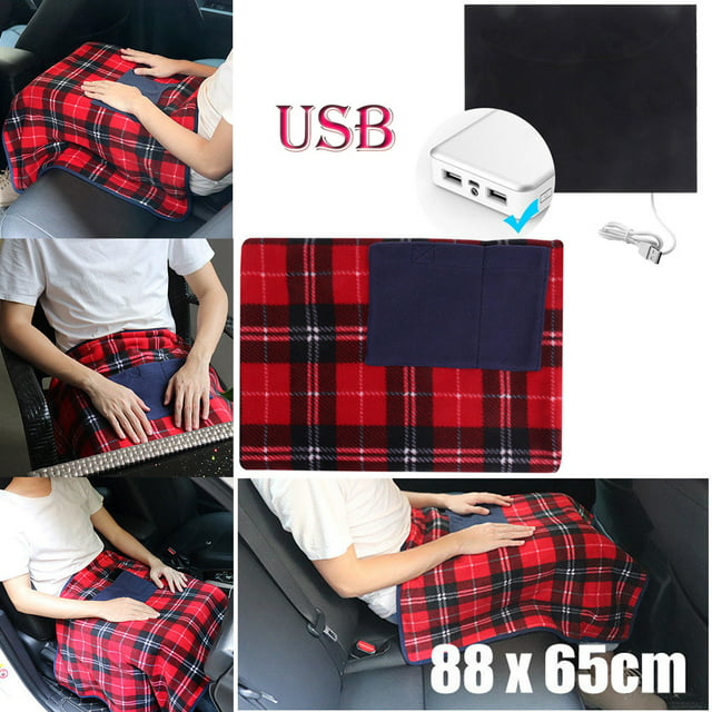 Portable 5V USB Electric Heated Car Office Use Winter Warm Blanket Cover Heater