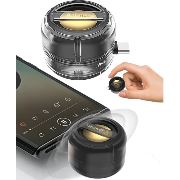 Portable 5X Speaker Amplifier–Plug & Play for Music/Calls, 2026 New Cell Phone Speaker Amplifier with 3.5mm/Type-C, For Phone, iPad, Smartphone, Tablet (Type-C,Transparent)