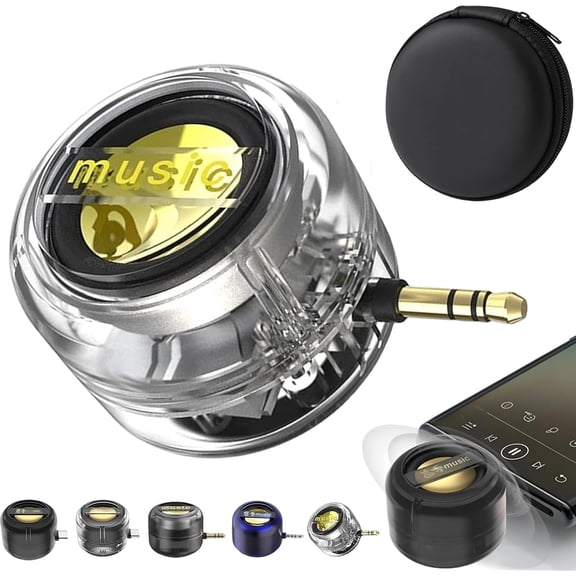 Portable 5X Speaker Amplifier–Plug & Play for Music/Calls, Cell Phone Speaker Amplifier with 3.5mm/Type-C for Home&Outdoor, immersive Audio Anytime for Phone, iPad (Transparent, 3.5mm)