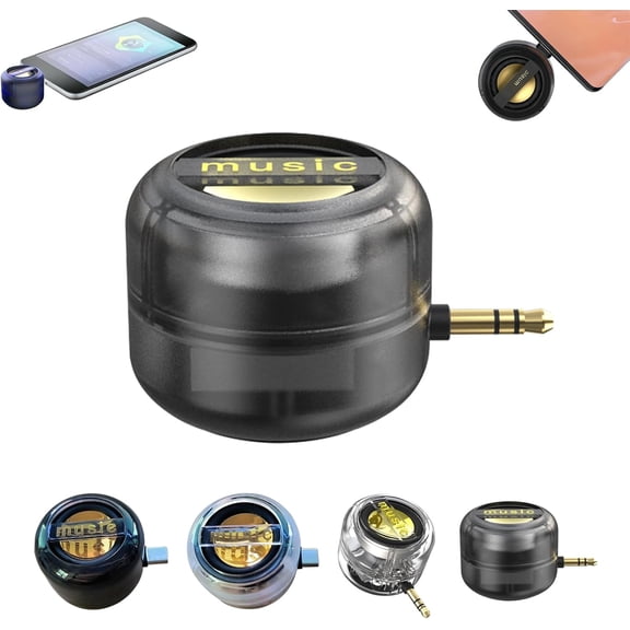 Portable 5X Speaker Amplifier–Plug & Play for Music/Calls, Mini Portable Speaker, with 3.5mm/Type-C, for Phone, iPad, Smartphone, Tablet (Black,3.5mm)