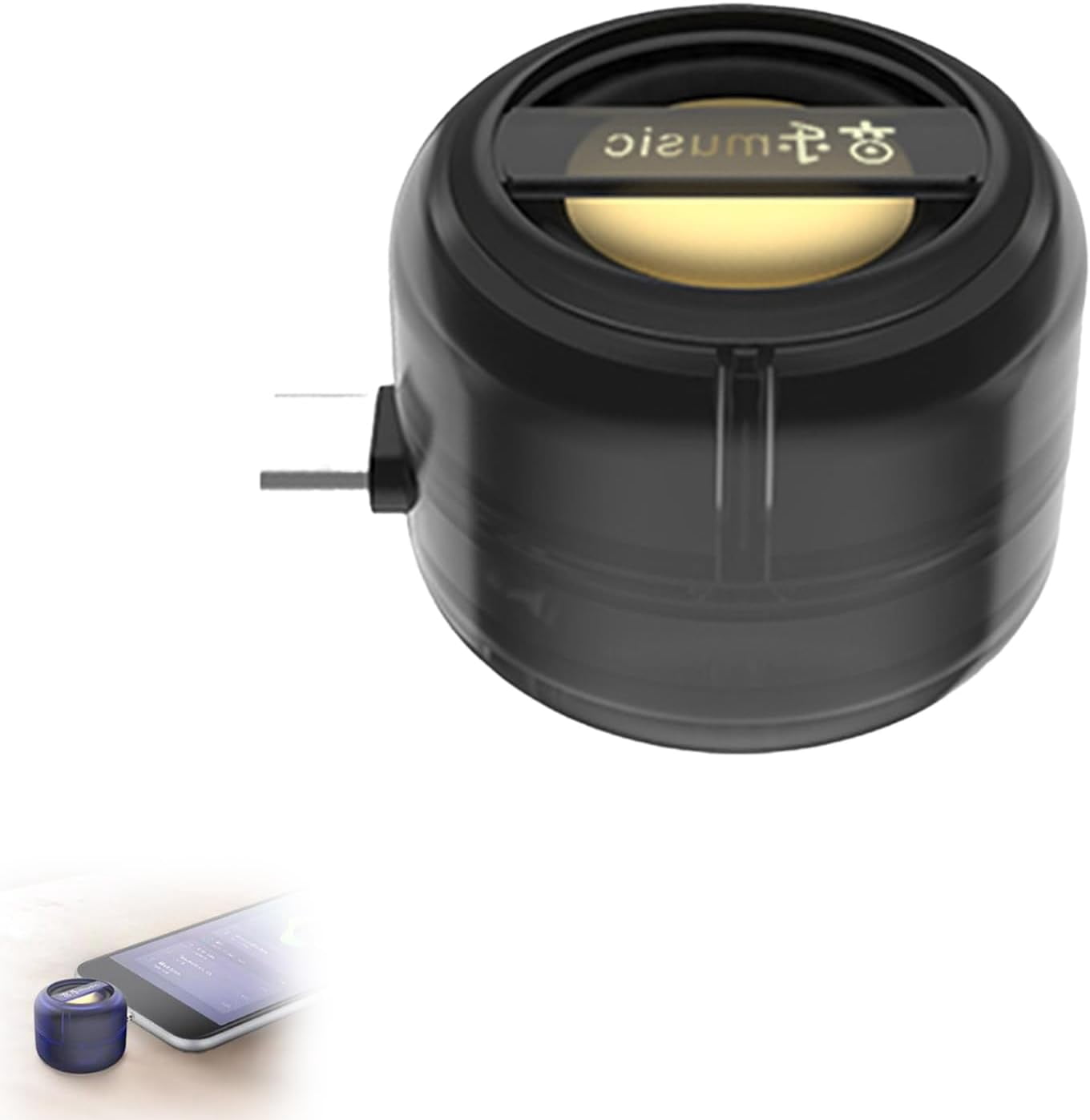 Portable 5X Speaker Amplifier–Plug & Play for Music/Calls, Portable 5X Speaker Mobile Phone Sound Amplifier with 3.5mm/Type-C, for Parties/Meetings/Car. (Black,Type-c)