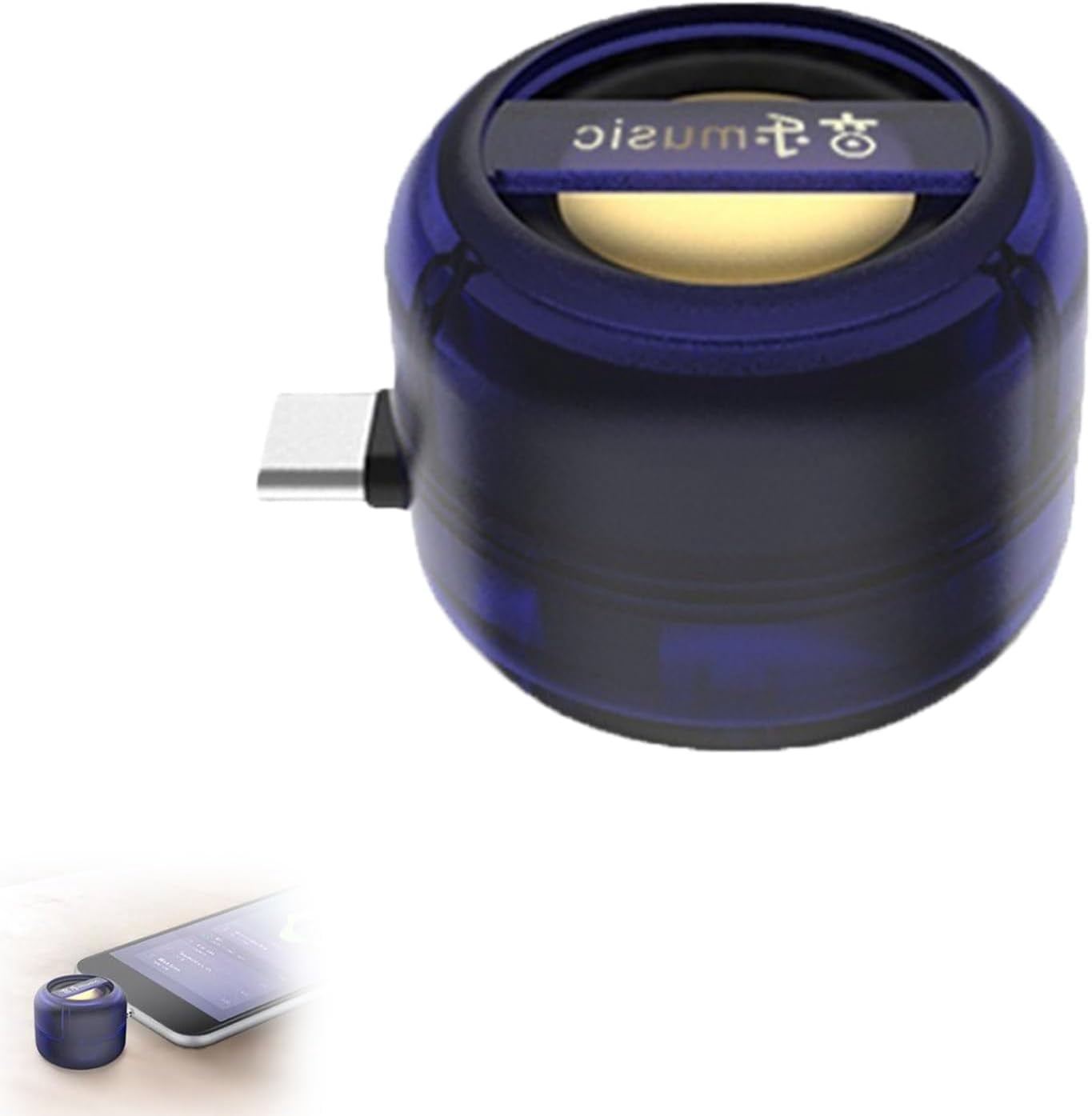 Portable 5X Speaker Amplifier–Plug & Play for Music/Calls, Portable 5X Speaker Mobile Phone Sound Amplifier with 3.5mm/Type-C, for Parties/Meetings/Car. (Blue,Type-c)