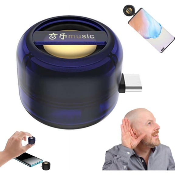 Portable 5X Speaker Amplifier–Plug & Play for Music/Calls,Speaker Mobile Phone Sound Amplifier with 3.5mm/Type-C for Smartphone Tablet Notebook