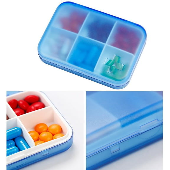 Portable 6 Cells Daily Pill Organizer Weekly AM PM Pill Box Case Damp-Proof Travel Pills Container 7 Day, Medication Fish Oil, and Medicine Holder Fits in Purse and Pockets