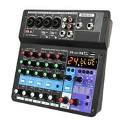 Portable 6 Channel Mixer Audio Professional Sound Mixing Console USB Interface Computer Input 48V Phantom Sta Audio Recording ,Easy to Use