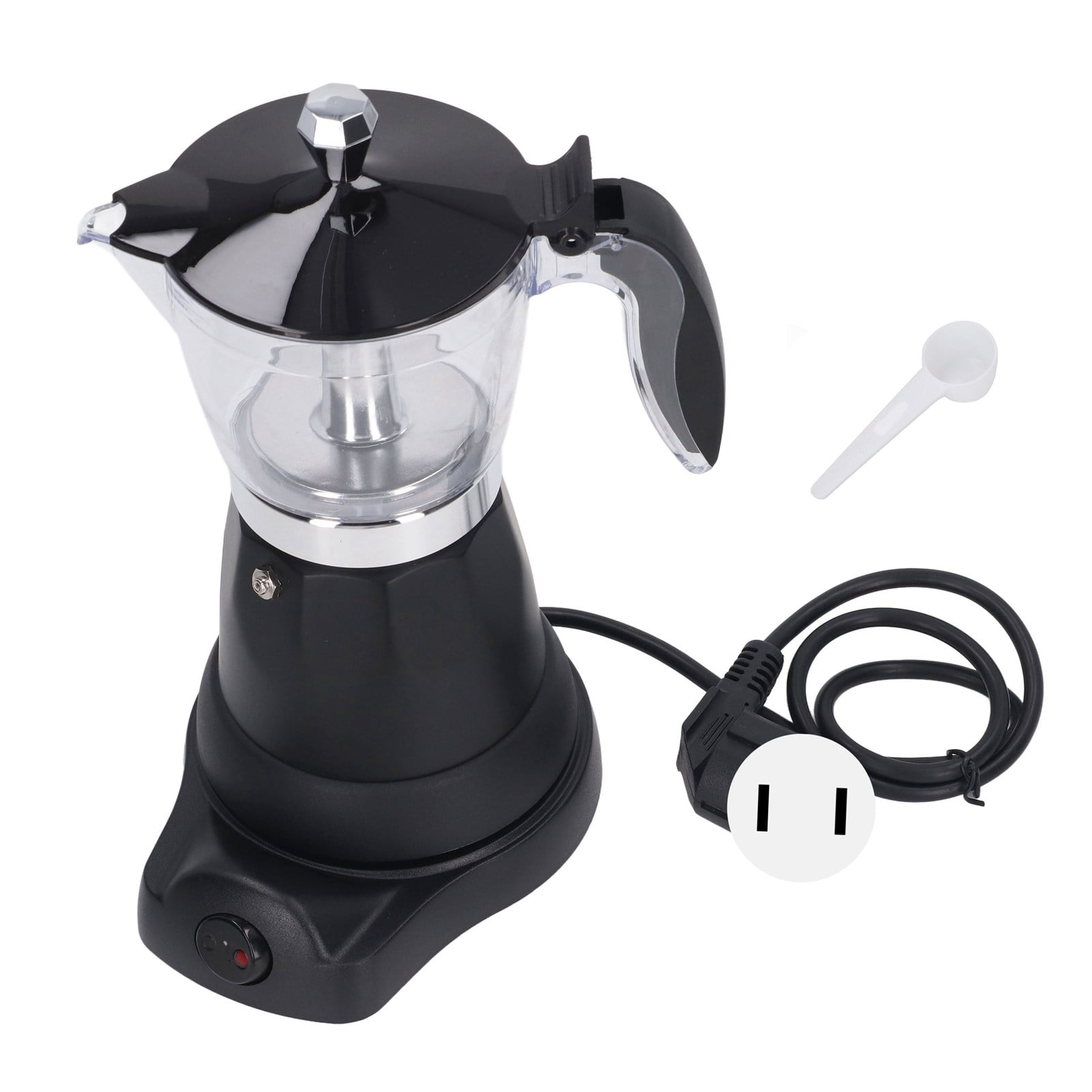 Portable 6-Cup 300ML Electric Italian Coffee Maker, Transparent Top, Perfect for Home Use with US Plug (110V)