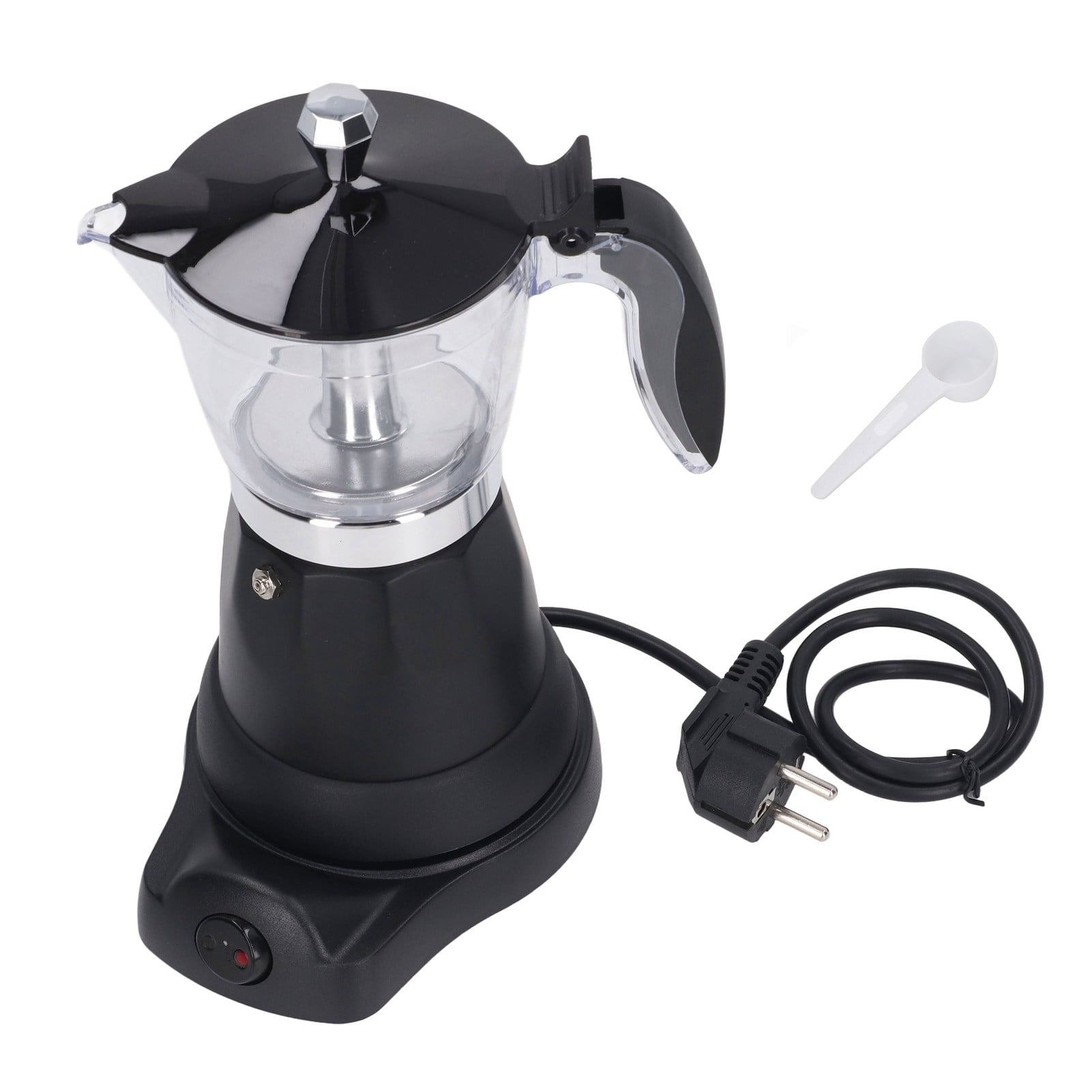Portable 6-Cup 3ml Electric Italian Coffee Maker, Transparent Top, Perfect for Home Use with EU Plug (22-24V)