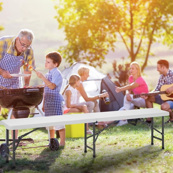Portable 6 FT Plastic Folding Bench for Outdoor Use with Carrying Handle