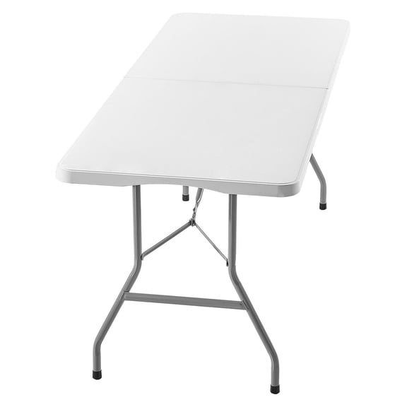 Portable 6 Ft Folding Banquet Table, Heavy-Duty Plastic with Handle for Indoor Outdoor Activities
