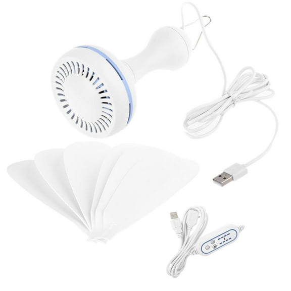 Portable 6 Leaves USB Powered Canopy Ceiling Fan 2/4/8 Hours Timer 4 Gears USB Fan for Outdoor for Camper Home Bed Tent