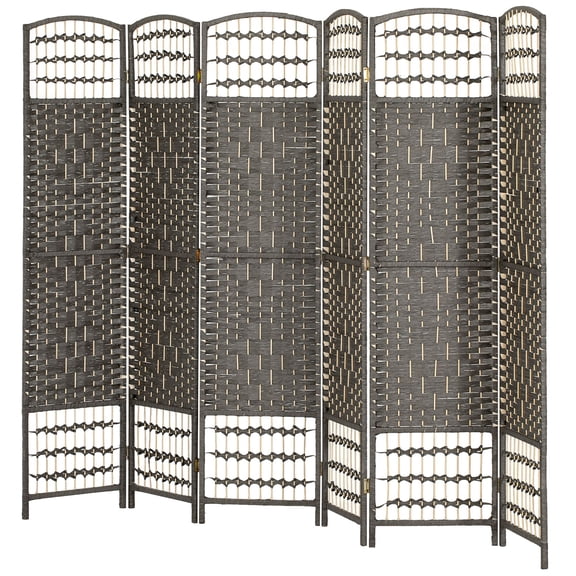 Portable 6-Panel Privacy Screen - Wave Design Room Divider for Home & Office, Dark Gray