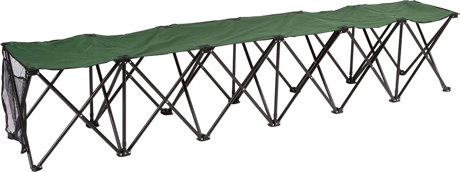Portable 6-Seater Folding Team Sports Sideline Bench with Back by Trademark  Innovations (Black)