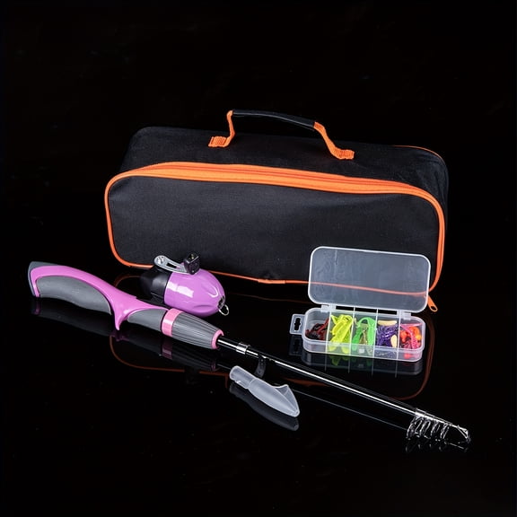 Portable 6-Section Telescopic Fishing Rod Set – 130 cm (51 in), Medium Power, Right-Hand Cast & Trolling Combo with Lure – Rubber Handle, Multi-Use for Lure, Saltwater, and Coarse Fishing – Festive G