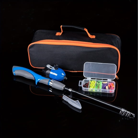 Portable 6-Section Telescopic Fishing Rod Set – 130 cm (51 in), Medium Power, Right-Hand Cast & Trolling Combo with Lure – Rubber Handle, Multi-Use for Lure, Saltwater, and Coarse Fishing – Festive G