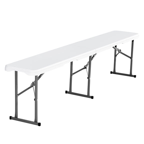 Portable 6 ft Folding Picnic Table,White HDPE Outdoor Bench for Camping,Patio,Garden,and Tailgating Events,Easy Fold and Store Design,1-Pack