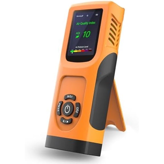 Portable 6-in-1 Air Quality Monitor Indoor Air Quality Tester Air Quality Meter with CO2 TVOC PM2.5 PM10 Particles AQI Detector for Cars Home School Office 3000mAh Battery