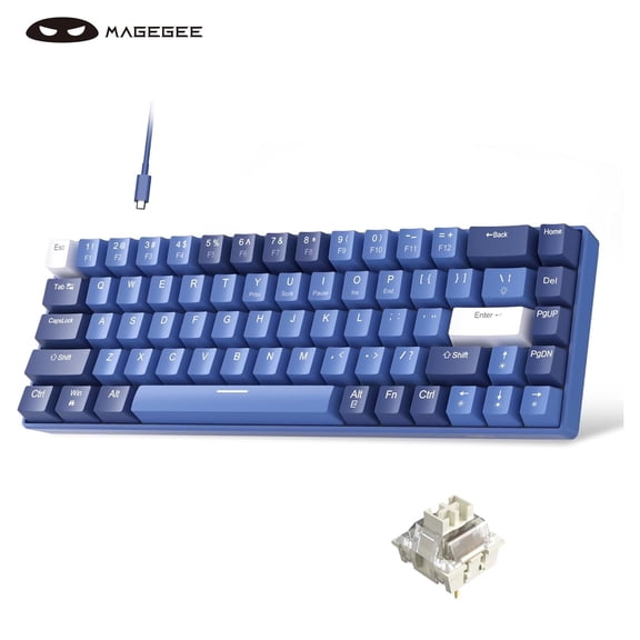Portable 60% Mechanical Gaming Keyboard, MK-Box LED Backlit Compact 68 Keys Mini Wired Office Keyboard