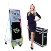 Portable 60inch Photo Booth Machine with 32inch LCD Touch Screen Magic Mirror Selfie Machine APP Control with Flight Case for Events Party