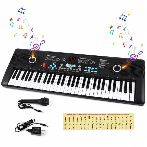 Portable 61 Keys Electronic Digital Piano with Built-In Speaker Microphone for Beginners Kids