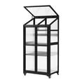 thumbnail image 1 of Portable 62 inch Solid Wood Cold Frame Greenhouse with Adjustable Shelves, 4 Wheels, Anti-Tipping Device and Gardening Shelves, 1 of 1