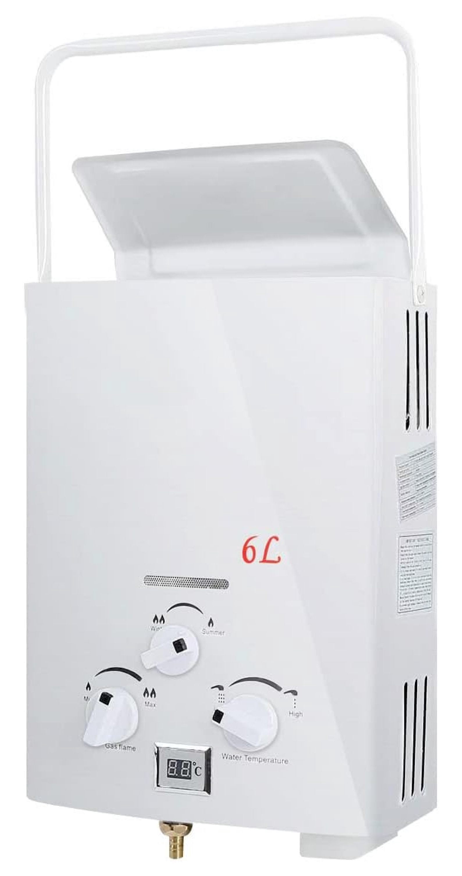 Portable 6L Water Heater Tankless LPG 1.6 GPM Propane Gas Outdoor Digital Display Hot Water Heater