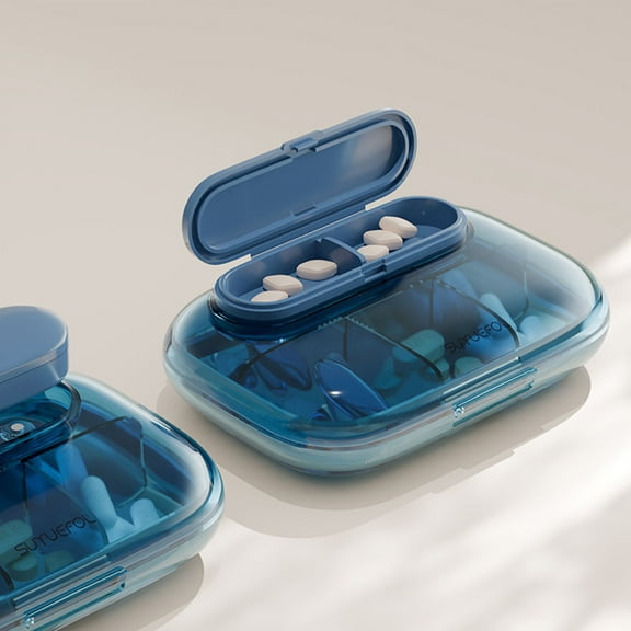 7-Day Pill Organizer with 6 Compartments, Portable 3 Times A Day Medication Box, Small Travel Pill Case, Sealed & Moisture-Proof Abs Plastic Design