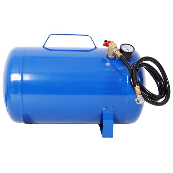 Portable 7 Gallon Air Tank for Tire Inflation, Lightweight Metal Air Compressor Tank with Pressure Gauge and 47 Inch Hose
