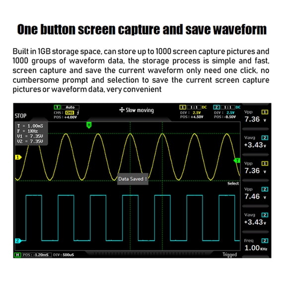 Portable 7 Inch LCD Display Screen Generator Portable 7 Inch LCD Display Screen Two In One Dual Channel Input Signal Generator Desktop Oscilloscope 100MHz 2 Ana Log Bandwidth 1GSa/s Sampling