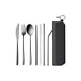 thumbnail image 1 of Portable 7-Piece Stainless Steel Cutlery Set with Straw and Brush, Compact Travel Camping Utensils with Storage Case, Eco-Friendly Reusable Tableware for Outdoor Dining, 1 of 5