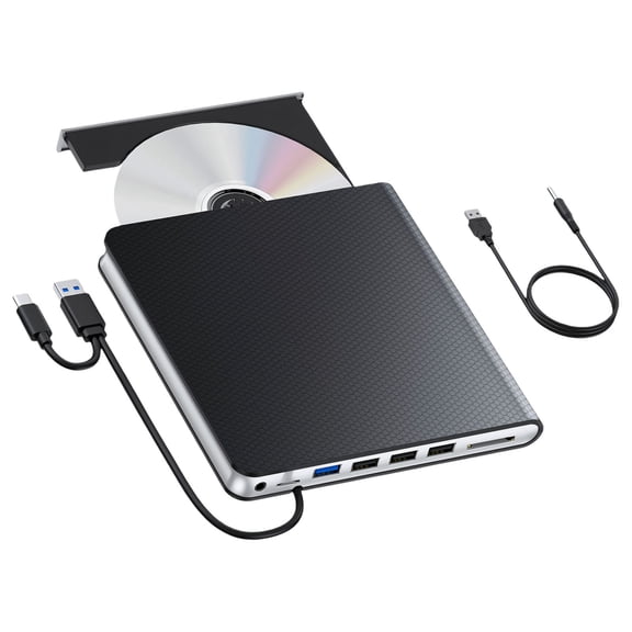 Portable 7 Port External Disc Writer External Disk Drive USB3.0 USB2.0 Fast Speed for Laptop Computer Device