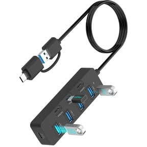 Portable 7 Port USB Hubs With Double USB A and C Inputs Enabling Quick Data Transfer at 5Gbps for Multiple Devices
