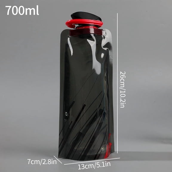 Portable 700ml Soft Flask Water Bottle Foldable Hydration Bottle with Carabiner Clip for Hiking Running Cycling Travel Outdoor Sports