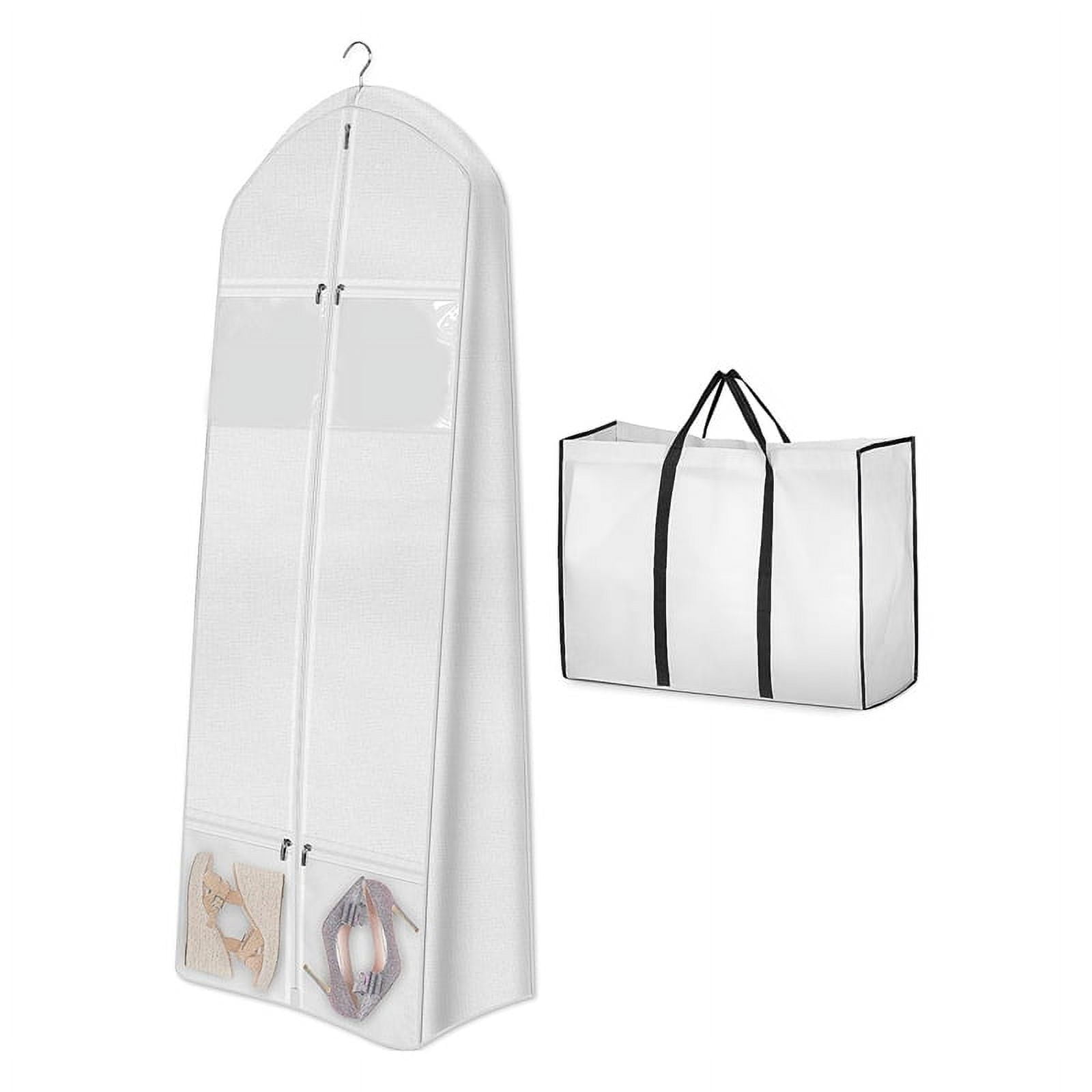 Portable 70In Wedding Dress Garment Bag with Bride Tote Bag 8In Gusseted  Dress Bags for Gowns Long 4 Pockets Dress Cover